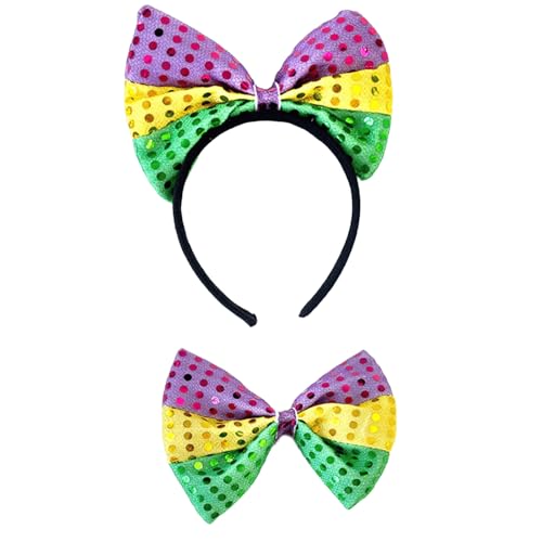 Zarte Pailletten-Schleifen, Haar-Accessoire, Schleife, Stirnband, bequeme Party-Kopfbedeckung, geeignet für Frauen auf Feiern von SXRQ