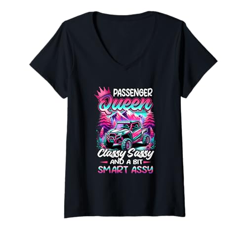 Damen SXS UTV Passenger und Queen Classy Sassy und Bit Smart Assy T-Shirt mit V-Ausschnitt Damen SXS UTV Passenger und Queen Classy Sassy und Bit Smart Assy T-Shirt mit V-Ausschnitt von SXS UTV Passenger an Queen Classy Sassy And Bit