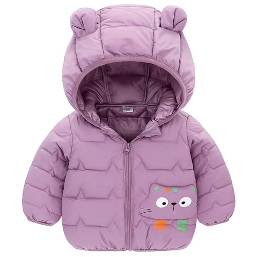 SXSHUN Baby Mädchen Winterjacke Jungen Wintermantel Kinder Steppjacke Süße Jacke mit Kapuze Ultraleicht Kapuzenjacke, Lila, 86-92 von SXSHUN