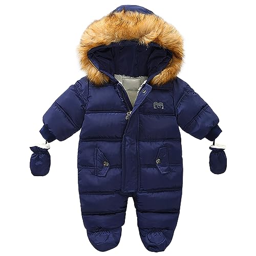 SXSHUN Baby Skianzug Kinder Jungen Schneeanzug Mädchen Schneeoverall Einteiliger Schnee Overall Neugeborenes Jumpsuit Winteroverall, Blau, 72-76 von SXSHUN