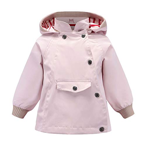 SXSHUN Jungen Mädchen Trenchcoat Mit Kapuze Windjacke Übergangsjacke Windmantel Frühling Herbst, Hellrosa, 116(Etikettengröße:120) von SXSHUN