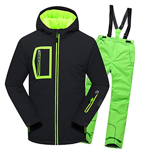 SXSHUN Jungen Skianzug Zweiteilig Verdickte Skijacke + Skihose Kinder Funktionsanzug Schneeanzug Regenjacke Schneehose Wasserdicht Winddicht, 82019 + Grün, 116 von SXSHUN