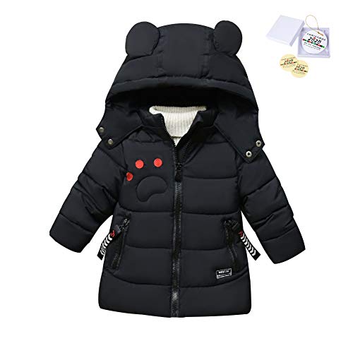 SXSHUN Jungen Winterjacke mit Abnehmbarer Kapuze Kinder Verdickte Outdoor Jacke Mädchen Wintermantel Daunenmantel Daunenjacke 104-110 von SXSHUN