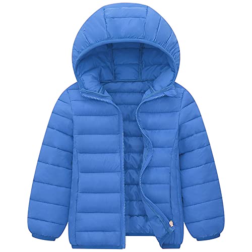 SXSHUN Kinder Daunenjacke Jungen Mädchen Warme Kinderjacke Leichte Winterjacke mit Kapuze Steppjacke Winter Mantel, Königsblau, 122-128 von SXSHUN