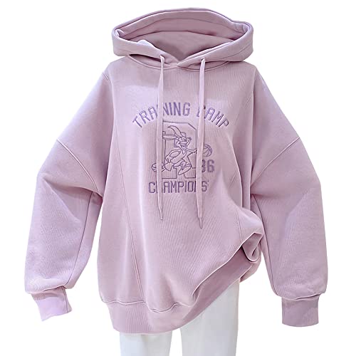 SXSHUN Kinder Hoodie Sweatshirt mit Kapuze für mädchen Kapuzenpullover Langarm Pullover Briefdruck, Violett, 164 von SXSHUN