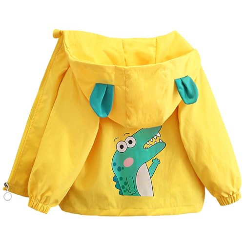 SXSHUN Kinder Jungen Übergangsjacke mit Kapuze Baby Langarm Jacke Outdoor Kinderjacke Atmungsaktiv Mantel, Gelb B, 122-128 von SXSHUN