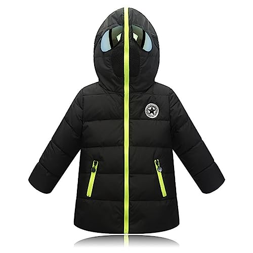 SXSHUN Kinder Jungen Winterjacke mit Brille Wintermantel mit Kapuze Warme Jacke Langarm Outdoorjacke Winter Steppjacke, Schwarz, 134-140 von SXSHUN