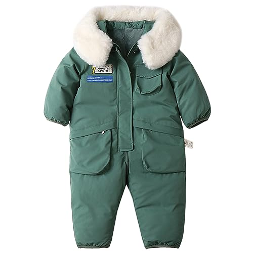 SXSHUN Kinder Schneeanzug Jungen Mädchen Skianzug Schnee Overall Winddichte Schneeoverall Warm Jumpsuit Atmungsaktiv Winteroverall, Grün, 86-92 von SXSHUN