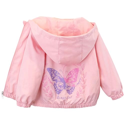 SXSHUN Kinder Übergangsjacke Mädchen Baby Jacke mit Kapuze Dünn Windjacke mit Schmetterlingsmuster Outdoor Kinderjacke, Rosa, 86-92 SXSHUN Kinder Übergangsjacke Mädchen Baby Jacke mit Kapuze Dünn Windjacke mit Schmetterlingsmuster Outdoor Kinderjacke, Rosa, 86-92 von SXSHUN