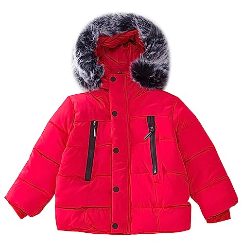 SXSHUN Kinder Winterjacke Jungen Wintermantel Mädchen Steppjacke Warme Jacke mit Kapuze Winter Kapuzenjacke, Rot, 122-128 von SXSHUN