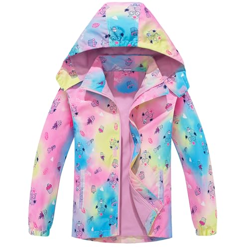 SXSHUN Mädchen Softshelljacke Kinder Übergangsjacke mit Kapuze Wasserdicht Softshell Jacke Gefüttert Regenjacke Atmungsaktiv Wanderjacke, B, 122-128 von SXSHUN