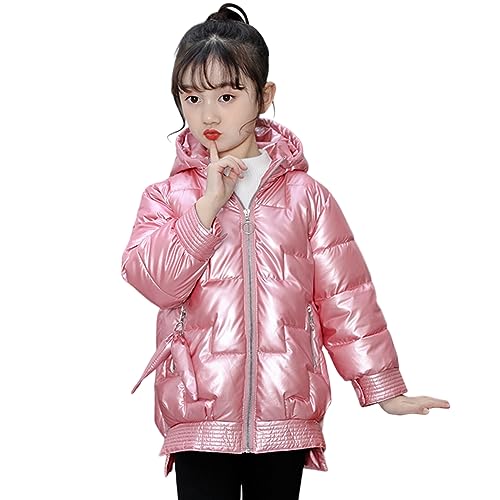 SXSHUN Mädchen Wintermantel Kinder Winterjacke mit Kapuze Reflektierende Jacke Verdickte Steppjacke Warme Outdoorjacke, Rosa, 104-110 von SXSHUN