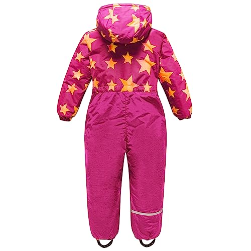 SXSHUN Schneeanzug Kinder Jungen Mädchen Skianzug mit Kapuze Einteiliger Schneeoverall Winddichte Wasserdicht Strampler, Rosa, 104-110 von SXSHUN