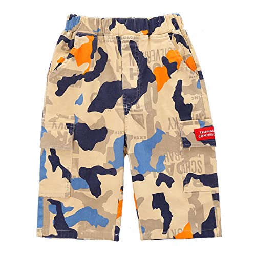 SXSHUN Shorts Jungen Kuze Hose Kinder Camouflage Hosen Outdoor Sporthose Sommer, Gelb, 152-158 von SXSHUN