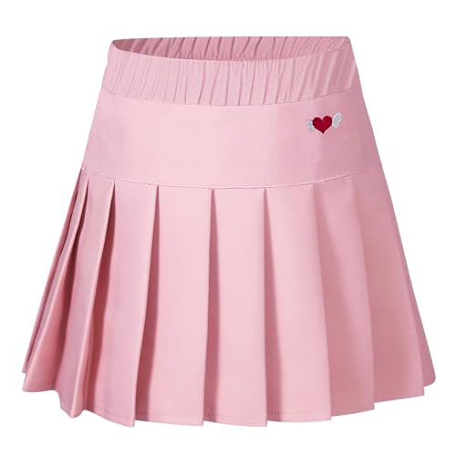 SXSHUN Tennisrock Mädchen A-Linie Faltenrock mit Innenshorts Schuluniform Plissee Rock mit Elastische Taille 2er/1er-Pack Skater Sportrock Baumwolle Minirock, 116 von SXSHUN