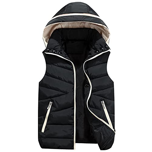 SXSHUN Weste Mädchen Steppweste Kinder Daunenweste mit Kapuze Outdoor Jacke Winddichte Kappuzenjacke, Schwarz, 146 von SXSHUN