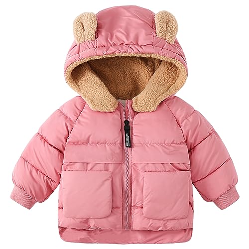 SXSHUN Winterjacke Mädchen Kinder Wintermantel Jacke mit Kapuze Winddichte Outdoorjacke Warme Steppjacke Atmungsaktiv Kinderjacke, Rosa, 104-110 von SXSHUN