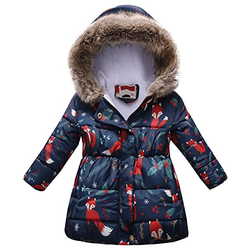 SXSHUN Winterjacke Mädchen Wintermantel mit Kapuze Pelzkragen Kinder Baumwolljacke Übergangsjacke Warm Winddicht Daunenjacke Kinderjacke, B, 146 von SXSHUN