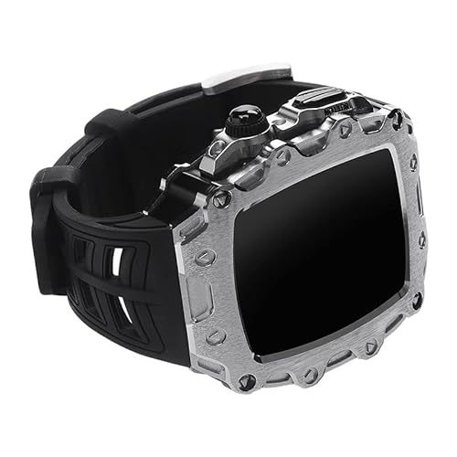 Gummi -Uhr -Gurt -Metallkoffer -Modifikation Kit ， für Bandreihe 44mm 45 mm SE 9 8 7 6 5 4 Modified DIY Luxury Watchband von SXSWCH