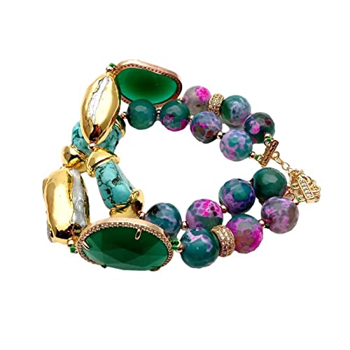 SXSWCH Armbänder 2 Reihen Multi -Farb -Achat weiße Biwa Perle türkiskristallarme Armband SXSWCH Armbänder 2 Reihen Multi -Farb -Achat weiße Biwa Perle türkiskristallarme Armband von SXSWCH