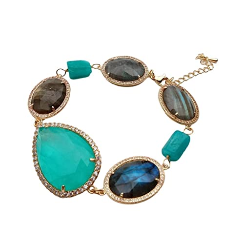 SXSWCH Armbänder Natural Labradorite Green Quarzaltz Armband 8 " von SXSWCH