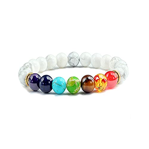 SXSWCH Crystal Rough 7 Naturstein Armband Charme Mode Schmuck Elastizier Seil Perlen Armreif Männer und Frauen Freundschaft Geschenk Reiki Armbänder (Farbe: Grün, Größe: Vulkangestein) von SXSWCH