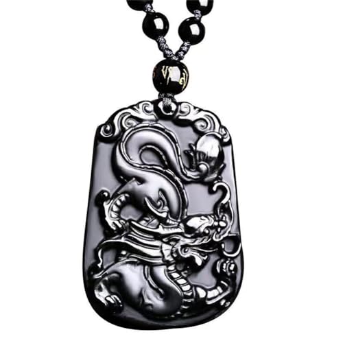SXSWCH Frauen Herren schwarz Obsidian Chinesisch Zodiac Tierheize Halskette 12 Zeichen Amulett Talisman Perlenkette Verstellbar von SXSWCH