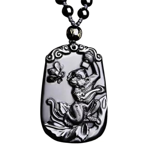 SXSWCH Frauen Herren schwarz Obsidian Chinesisch Zodiac Tierheize Halskette 12 Zeichen Amulett Talisman Perlenkette Verstellbar von SXSWCH