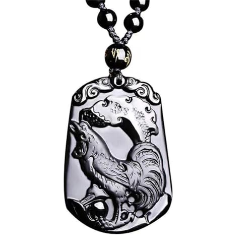SXSWCH Frauen Herren schwarz Obsidian Chinesisch Zodiac Tierheize Halskette 12 Zeichen Amulett Talisman Perlenkette Verstellbar von SXSWCH