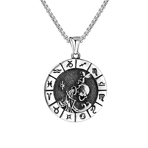 SXSWCH Unisex Edelstahl Vintage Round Zeichen Konstellation Halsketten von SXSWCH
