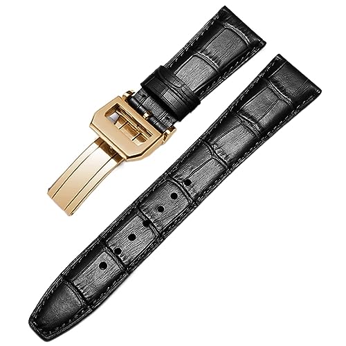 SXSWCH Watch Armband für IWC Pilot Watches Portofino Portugieser Männer Strap Watch Accessorie Echtes Leather Uhrenband Uhrengürtelkette (Farbe: Schwarz-Silber-Clasp2, Größe: 20 mm) von SXSWCH