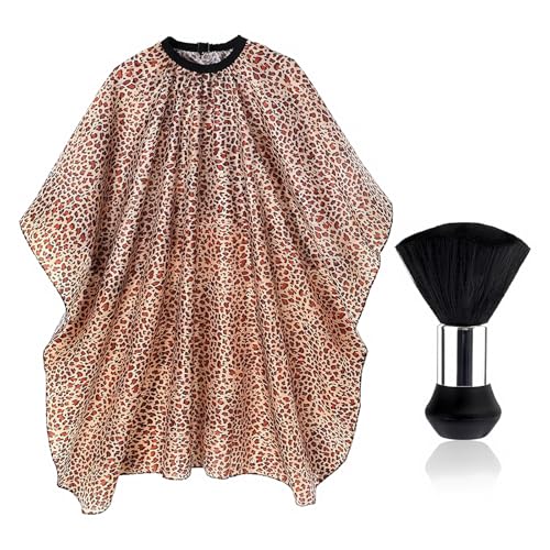 SXTDKMJ Friseurumhang, Friseur Umhang Einstellbar Haarschneideumhang mit Nackenstaubbürste Barber Cape Frisierumhang Salonzubehör für Kinder Erwachsene 145 x 120cm von SXTDKMJ