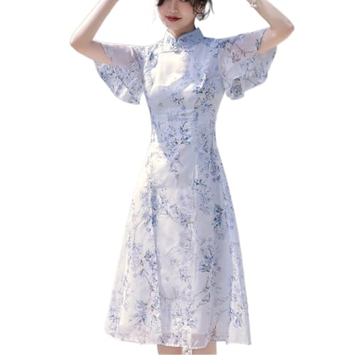 SXTYYH Chinesische Kleider Ao Dai Vietnamesisches Kleid for Frauen Elegant Cheongsam Hanfu Kleid Damen Mode Jahrgang Qipao for Tägliche Kleidung(XXL) von SXTYYH