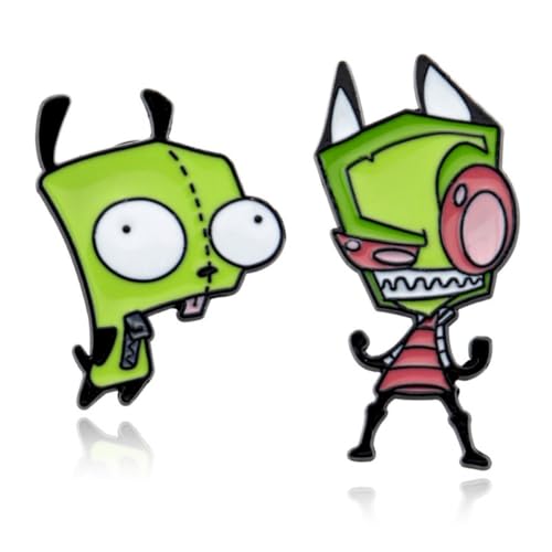 Alien Badge Funny Alien Figure Pin Badges Zim & Dib Brooch 2pcs Set von SXYNIO