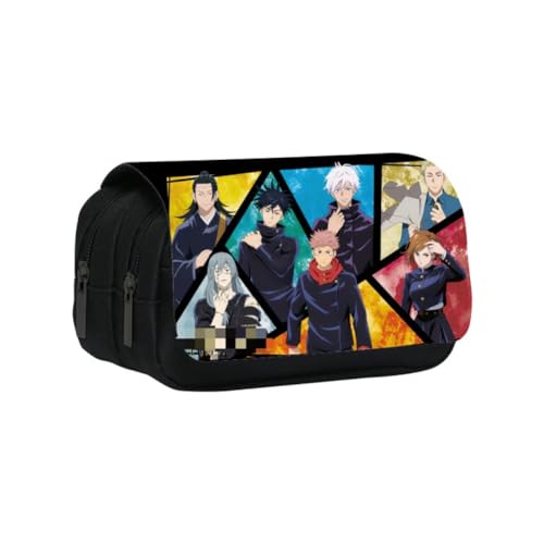 Anime Federmäppchen Doppelte Reißverschlüsse Große Kapazität Stift Tasche Satoru Figur Multi-Funktions-Schreibwaren Fall Portable Kosmetiktasche (A) von SXYNIO