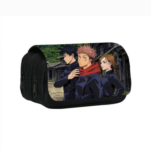 Anime Federmäppchen Doppelte Reißverschlüsse Große Kapazität Stift Tasche Satoru Figur Multi-Funktions-Schreibwaren Fall Portable Kosmetiktasche (B) von SXYNIO