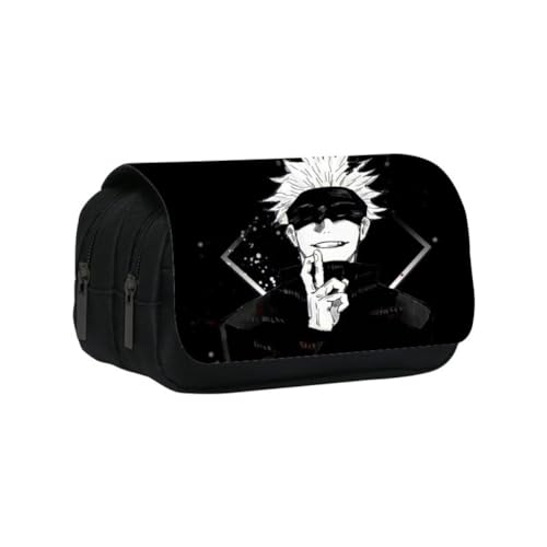 Anime Federmäppchen Doppelte Reißverschlüsse Große Kapazität Stift Tasche Satoru Figur Multi-Funktions-Schreibwaren Fall Portable Kosmetiktasche (D) von SXYNIO