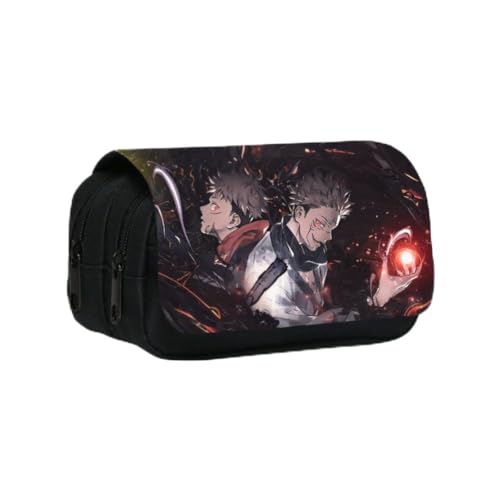 Anime Federmäppchen Doppelte Reißverschlüsse Große Kapazität Stift Tasche Satoru Figur Multi-Funktions-Schreibwaren Fall Portable Kosmetiktasche (E) von SXYNIO