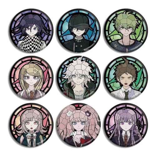 Dangan Abzeichen Set 9pcs Anime Figur Naegi Makoto Brosche Kirigiri Kyoko Figur Pin Tasche Kappe Dekor Zubehör von SXYNIO