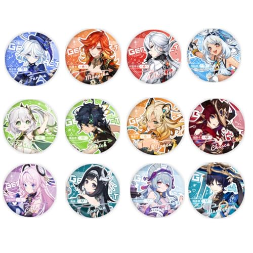 Gen Shin Abzeichen Set 12pcs Yumemizuki Mizuki Figur Brosche Lan Yan Anstecker Pin Pyro Archon Mavuika Figur Tasche Kappe Dekor Zubehör von SXYNIO
