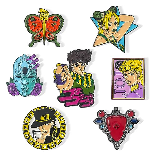 JOJO Abzeichen Set JOJO Stone Ocean Charakter Figur Jolyne Cujoh Kujo Jotaro Abzeichen Kars Red Stone of Aja Brosche Pin Fans Collection 7pcs Set von SXYNIO