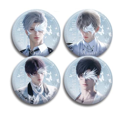 Love & Deepspace Abzeichen Set 4pcs Xavier - Sylus Figur Brosche Pin Tasche Kappe Dekor Anime Cosplay Zubehör von SXYNIO