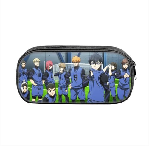 SXYNIO Blau Lock Federmäppchen Doppelte Reißverschlüsse Große Kapazität Stift Tasche Isagi Yoichi Figur Multi-Funktions-Schreibwaren Fall Portable Kosmetiktasche (A) von SXYNIO