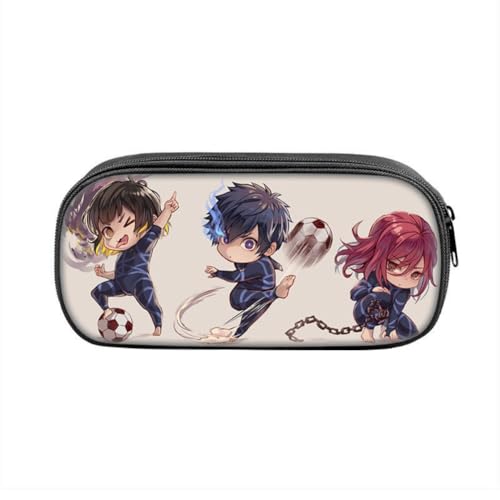 SXYNIO Blau Lock Federmäppchen Doppelte Reißverschlüsse Große Kapazität Stift Tasche Isagi Yoichi Figur Multi-Funktions-Schreibwaren Fall Portable Kosmetiktasche (C) von SXYNIO