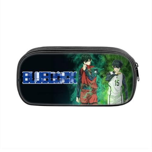 SXYNIO Blau Lock Federmäppchen Doppelte Reißverschlüsse Große Kapazität Stift Tasche Isagi Yoichi Figur Multi-Funktions-Schreibwaren Fall Portable Kosmetiktasche (D) von SXYNIO