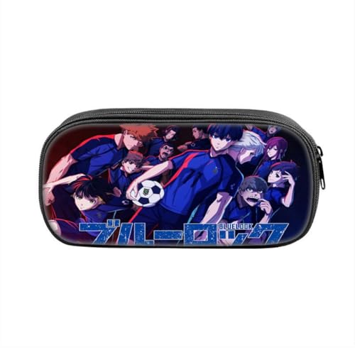 SXYNIO Blau Lock Federmäppchen Doppelte Reißverschlüsse Große Kapazität Stift Tasche Isagi Yoichi Figur Multi-Funktions-Schreibwaren Fall Portable Kosmetiktasche (G) von SXYNIO