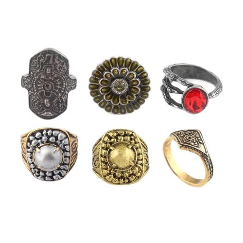 Darks Soul Vintage Punk Ringe Für Männer Frauen Cosplay Lord of Sunlight Gwyn Offenen Ring Knöchel Stapeln Ringe Set (6pcs) von SXYNIO