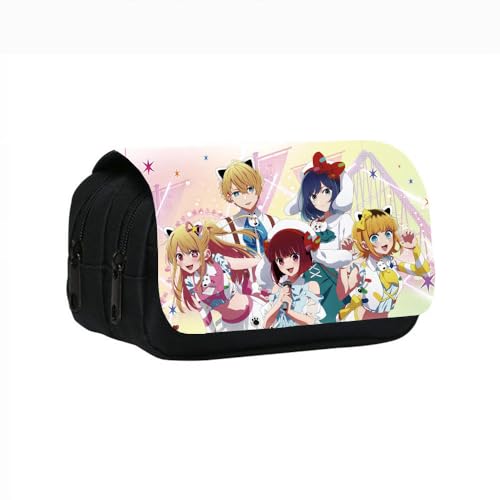 SXYNIO OSHI KO Federmäppchen Doppelte Reißverschlüsse Große Kapazität Stift Tasche Hoshino Ai Figur Multi-Funktions-Schreibwaren Fall Portable Kosmetiktasche (A) von SXYNIO