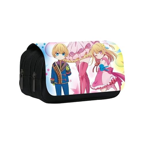 SXYNIO OSHI KO Federmäppchen Doppelte Reißverschlüsse Große Kapazität Stift Tasche Hoshino Ai Figur Multi-Funktions-Schreibwaren Fall Portable Kosmetiktasche (B) von SXYNIO