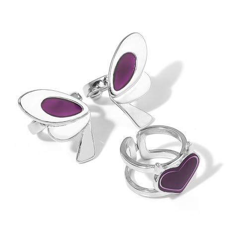 Schmetterling Ringe für Männer Frauen Cosplay Herz offener Ring Knöchel Stacking Ring 3pcs von SXYNIO